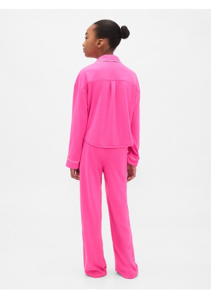 Kız Çocuk Pembe Geri Dönüştürülmüş Pijama Takımı modelleri