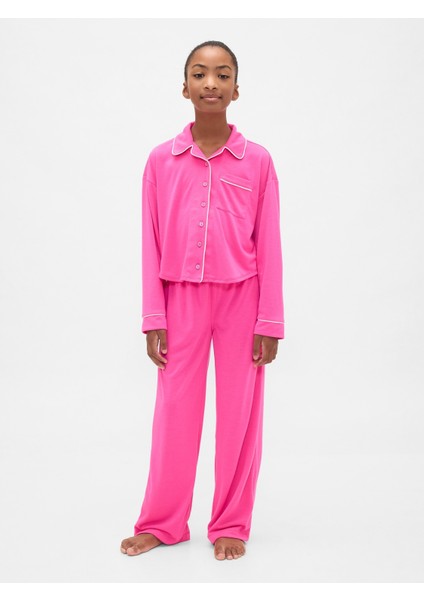 Kız Çocuk Pembe Geri Dönüştürülmüş Pijama Takımı fırsatları