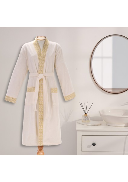 Pamuk Bornoz | Greek Desen-Krem-Cepli-Erkek-Kadın fiyatları