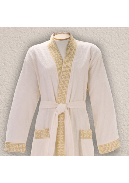 Pamuk Bornoz | Greek Desen-Krem-Cepli-Erkek-Kadın fırsatları