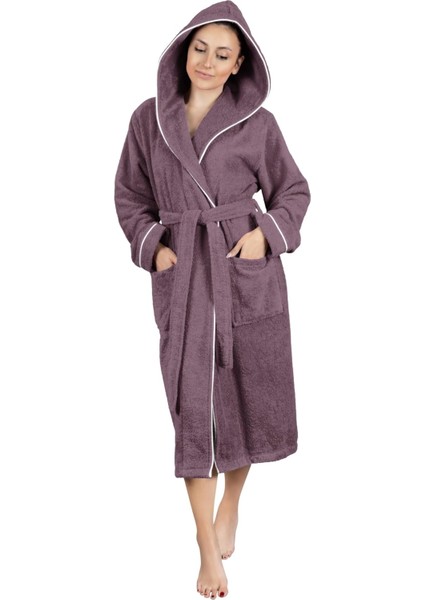 Bornoz Pamuk-Kapüşonlu-Biyeli-Cepli-Mürdüm indirimleri