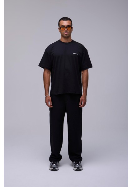 Siyah Basic Oversize Baskılı Tişört