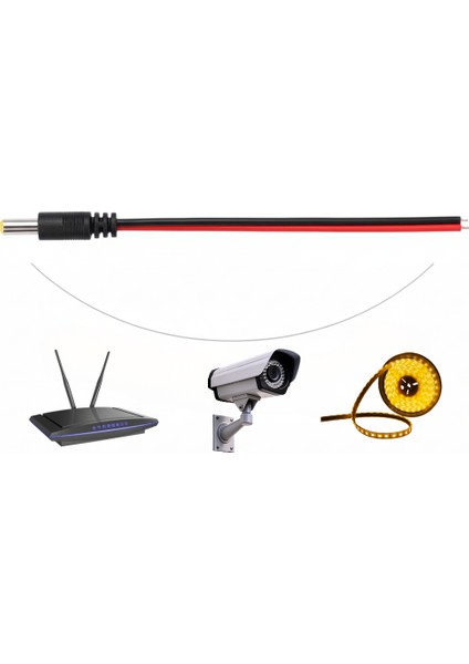 20 Adet Dc Power Jack Kablosu 25 cm Düz Erkek Çoklu Set Kamera Modem LED Adaptör Güç Bağlantı Kablosu fiyatları