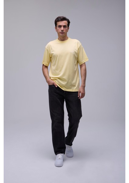Sarı Basic Loose Fit Oversize Tişört
