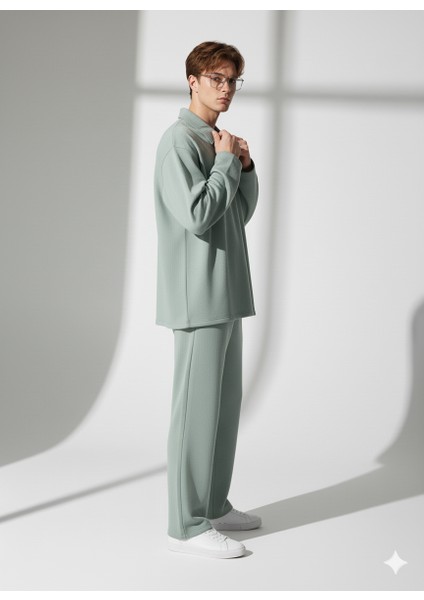 Unısex Bürümcük Kumaş Polo Yaka Fermuarlı Cepli Beli Lastikli Alt-Üst Takım fiyatları