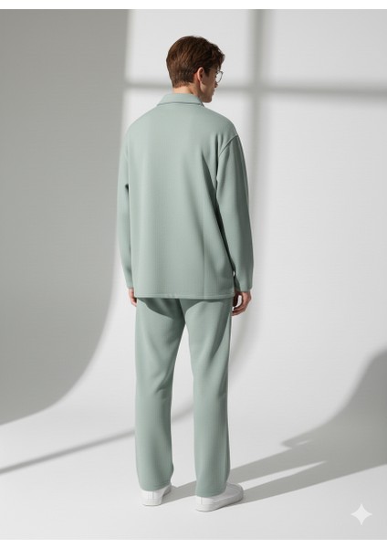 Unısex Bürümcük Kumaş Polo Yaka Fermuarlı Cepli Beli Lastikli Alt-Üst Takım fırsatları