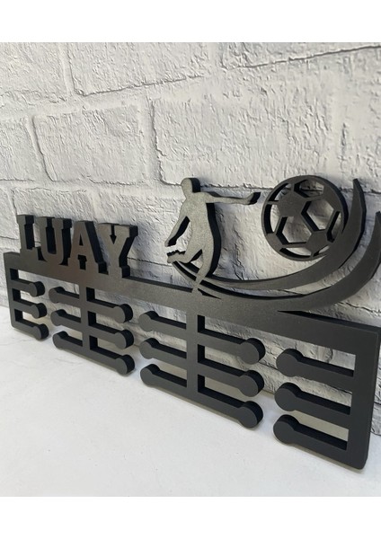 Futbol Kişiye Özel Madalya Askısı – 10 mm Siyah Mdf – Sporcu Isimli Askılık