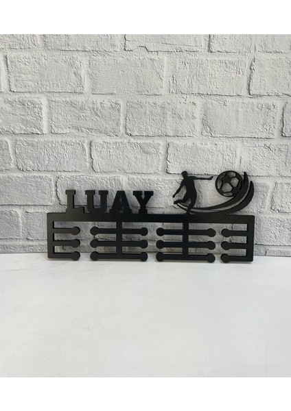 Futbol Kişiye Özel Madalya Askısı – 10 mm Siyah Mdf – Sporcu Isimli Askılık modelleri