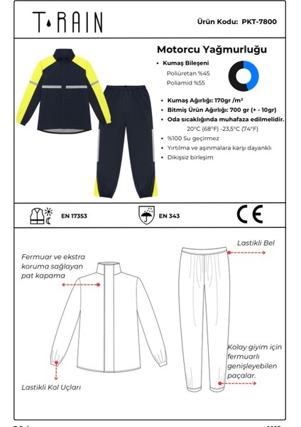 Rahat ve Yüksek Kumaş Kalitesi Alt Üst Takım Yağmurluk Forte Gt indirimleri