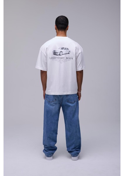 Kırık Beyaz Oversize Efsanevi Model Baskılı Tişört