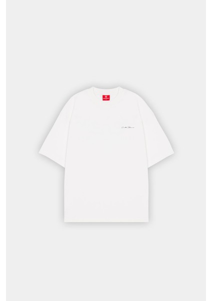 Kırık Beyaz Oversize Efsanevi Model Baskılı Tişört
