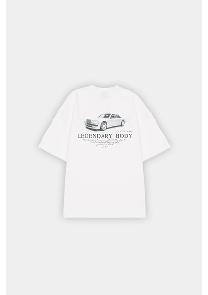 Kırık Beyaz Oversize Efsanevi Model Baskılı Tişört