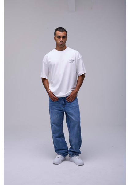 Kırık Beyaz Oversize Sublime Melek Baskılı Tişört indirimleri