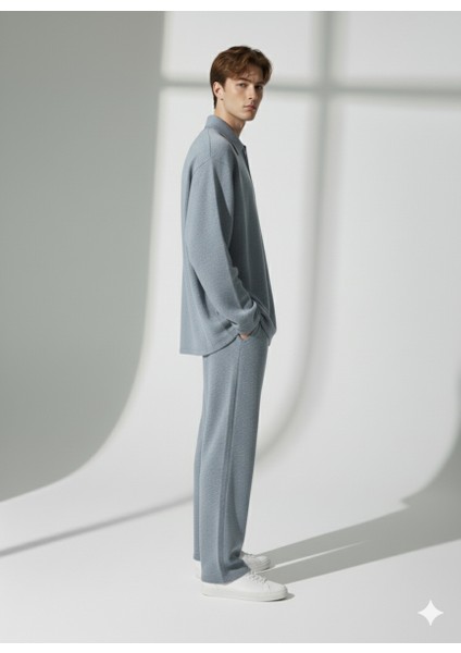 Unısex Bürümcük Kumaş Polo Yaka Fermuarlı Cepli Beli Lastikli Alt-Üst Takım modelleri