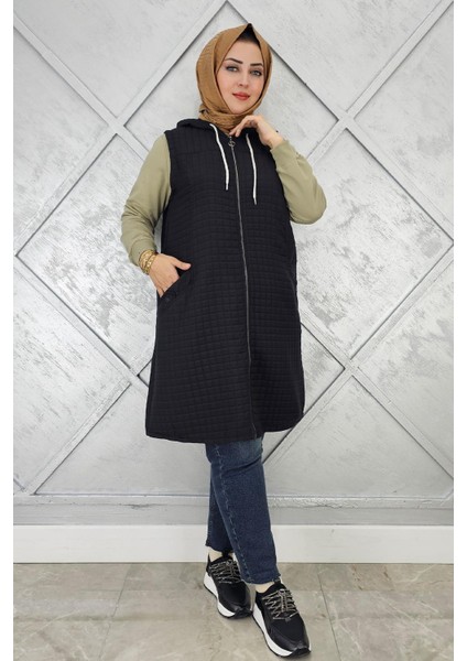 Kadın Kapitone Cepleri Düğme Detaylı Kapitone Yelek modelleri
