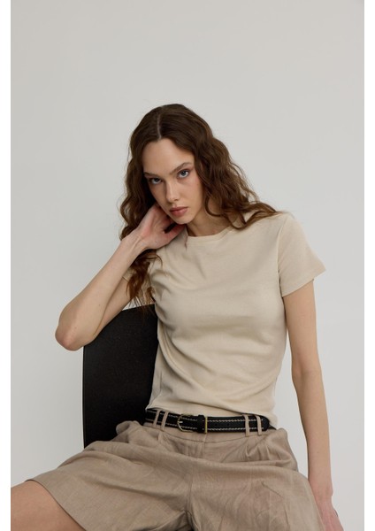 Kadın Taş Kısa Kollu Basic T-Shirt fiyatları