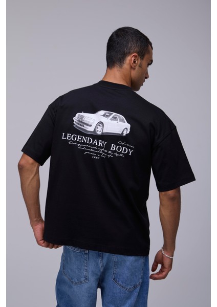 Siyah Oversize Efsanevi Tasarım Baskılı Tişört indirimleri