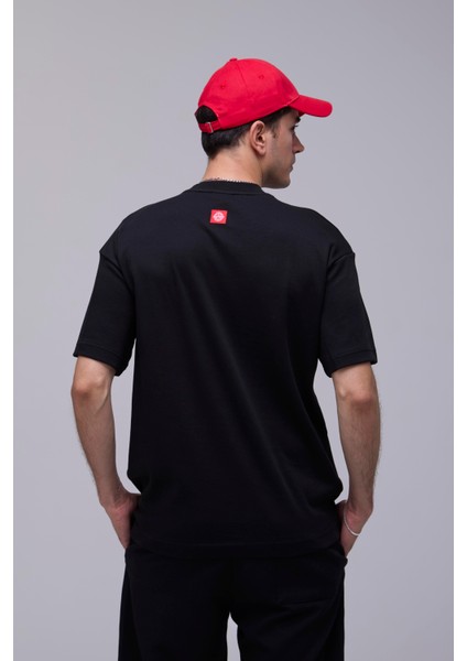 Siyah Oversize Zarif Yaşam Tarzı Baskılı Tişört fiyatları