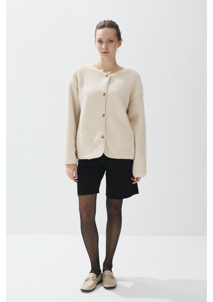 Kadın Taş Renk Iliklenebilir Cepli Peluş Ceket indirimleri