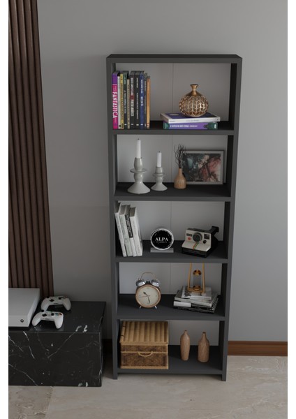 5 Raflı Kitaplık Dekoratif Çok Amaçlı Düzenleyici Raf 150 cm Salon Çalışma Odası Raf fiyatları