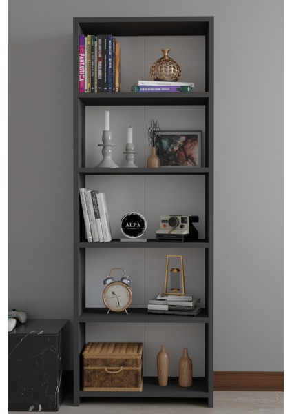 5 Raflı Kitaplık Dekoratif Çok Amaçlı Düzenleyici Raf 150 cm Salon Çalışma Odası Raf modelleri