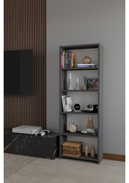 5 Raflı Kitaplık Dekoratif Çok Amaçlı Düzenleyici Raf 150 cm Salon Çalışma Odası Raf fırsatları