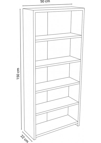 5 Raflı Kitaplık Dekoratif Çok Amaçlı Düzenleyici Raf 150 cm Salon Çalışma Odası Raf