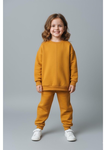 Unisex Çocuk Dikiş Detaylı 3 Iplik Hardal Alt Üst Takım fiyatları