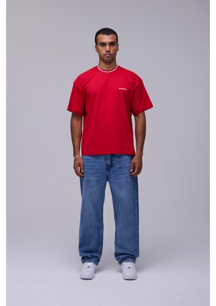 Kırmızı Basic Oversize Fit Tişört