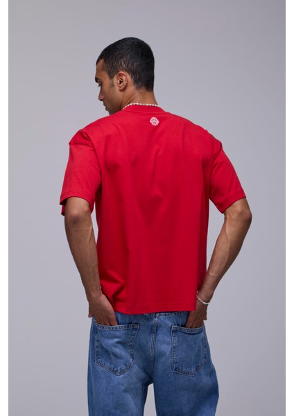 Kırmızı Basic Oversize Fit Tişört modelleri