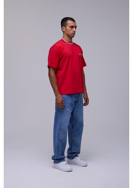Kırmızı Basic Oversize Fit Tişört fırsatları