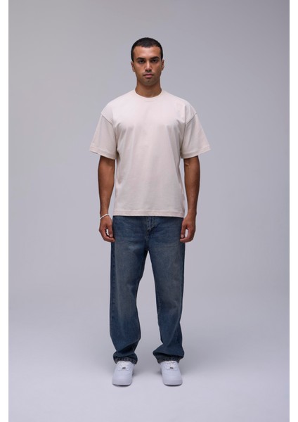 Krem Basic Oversize Fit Tişört