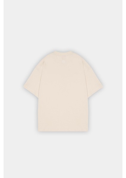 Krem Basic Oversize Fit Tişört