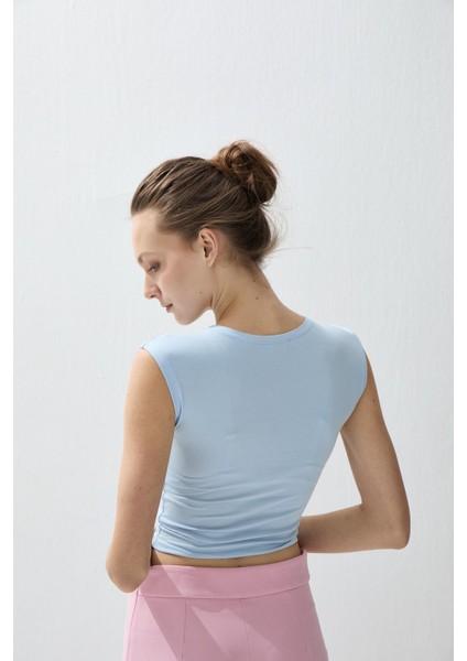 Kadın Mavi Renk Kısa Kollu Basic T-Shirt indirimleri