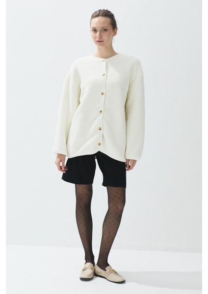 Kadın Ekru Renk Iliklenebilir Uzun Peluş Ceket indirimleri