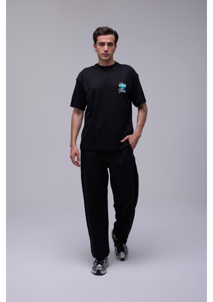 Siyah Oversize Elmas Baskılı Tişört fiyatları