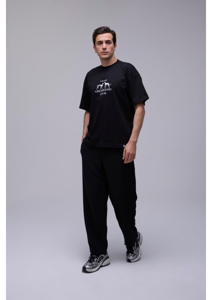 Siyah Oversize Greyhound Club Baskılı Tişört modelleri