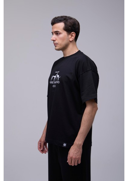 Siyah Oversize Greyhound Club Baskılı Tişört fırsatları