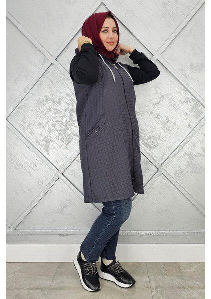 Kadın Kapitone Cepleri Düğme Detaylı Kapitone Yelek