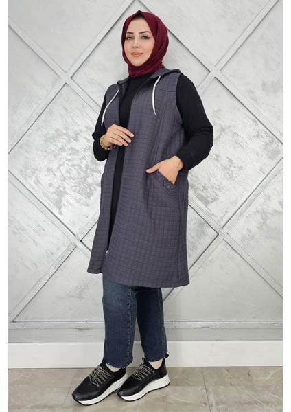 Kadın Kapitone Cepleri Düğme Detaylı Kapitone Yelek modelleri