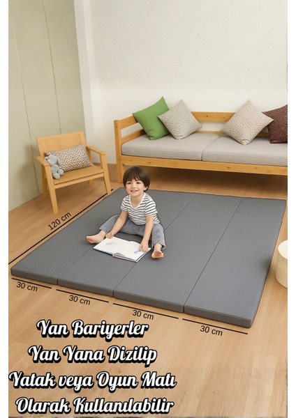 4 In 1 Bebek ve Çocuk Güvenli Oyun Alanı & Oyun Parkı, Oyun Minderi, Bebek Yatağı 120 x 120 cm modelleri