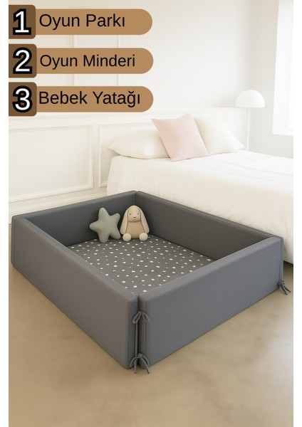 4 In 1 Bebek ve Çocuk Güvenli Oyun Alanı & Oyun Parkı, Oyun Minderi, Bebek Yatağı 120 x 120 cm fırsatları