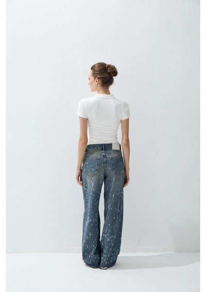 Kadın Ekru Renk Polo Yakalı Kısa Kollu T-Shirt