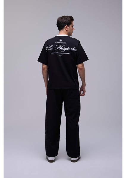 Siyah Oversize The Marginalia Baskılı Tişört