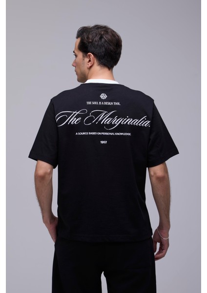 Siyah Oversize The Marginalia Baskılı Tişört indirimleri