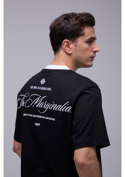 Siyah Oversize The Marginalia Baskılı Tişört
