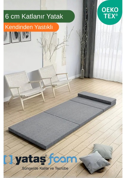 Kendinden Yastıklı Katlanır Micro Cotton Sünger Yer Yatağı ve Minderi 6 cm 18 Dns Orta Sünger