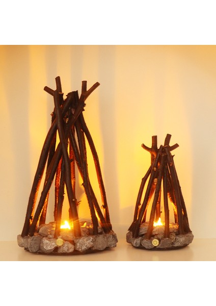 Yaratıcı Gece Lambası, Sade Retro Dekorasyon, El Yapımı Ağaç Dalı Şekli, LED Yanan Şenlik Ateşi, Evlerde Konaklama Için 3 Boyutlu Masaüstü Süsü. (Yurt Dışından) fırsatları