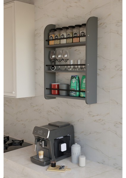 Duvar Tipi Mutfak Düzenleyici Raf | Baharat, Bardak, Fincan ve Depolama Için Pratik Raf