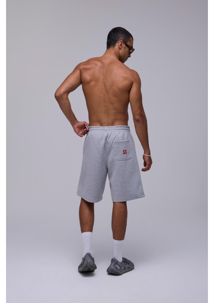 Gri Oversize Kalın Kumaş Şort